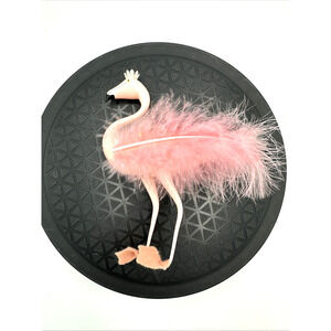 De Carlini Pink Glass Legs Flamingo Feathered Christmas Ornament Made In Italy
